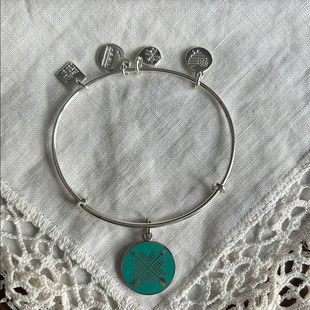 Alex and Ani Silver and Turquoise Arrows of Friendship Bracelet
